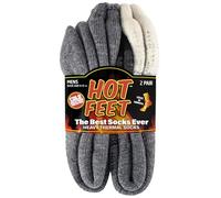 HOT FEET Cozy, Heated Thermal Socks for Men, Warm, Patterned Crew Socks, USA Men's Sock Sizes 6 12.5, (Gradient Gray/Black, 2)