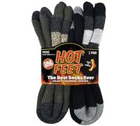 HOT FEET Thermal Socks for Men 2/4 Pack, Extreme Cold Boots Socks -Winter Insulated Socks, Cold Weather Size 6-12, 2 Pack, Black/Green