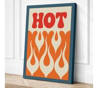 Hot Flames Retro Canvas Wall Art Print 24x16 Inch