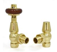 Hot Flow Antique Brass Shannon Angled Modern TRV Thermostatic Radiator Valve (Pair) Includes Angled TRV Body & One Lock Shield for Quick & Easy Temperature Control. Perfect for Energy Saving.