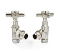 Hot Flow | Bayou Cross-Head Traditional Manual Radiator Valves (Pair) (Satin Nickel)