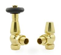 Hot Flow Brass Jordan Angled TRV Thermostatic Radiator Valve (Pair) Includes Angled TRV Body & One Lock Shield for Quick & Easy Temperature Control.
