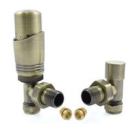 Hot Flow | Cascade Modern Angled TRV Thermostatic Radiator Valve 10mm Compression (Antique Brass)