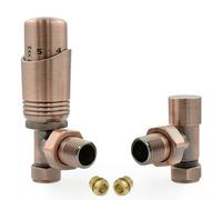 Hot Flow | Cascade Modern Angled TRV Thermostatic Radiator Valve 10mm Compression (Antique Copper)