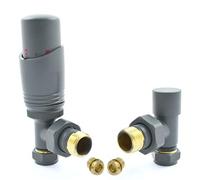 Hot Flow | Cascade Modern Angled TRV Thermostatic Radiator Valve 10mm Compression (Gunboat Grey)