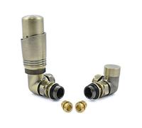 Hot Flow | Cascade Modern Corner TRV Thermostatic Radiator Valve 10mm Compression (Antique Brass)