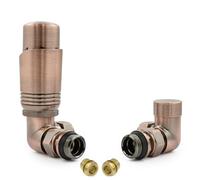 Hot Flow | Cascade Modern Corner TRV Thermostatic Radiator Valve 10mm Compression (Antique Copper)
