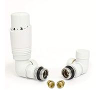 Hot Flow | Cascade Modern Corner TRV Thermostatic Radiator Valve 10mm Compression (White)