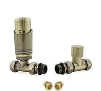 Hot Flow | Cascade Modern Straight TRV Thermostatic Radiator Valve 10mm Compression (Antique Brass)