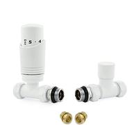 Hot Flow | Cascade Modern Straight TRV Thermostatic Radiator Valve 10mm Compression (White)