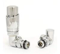 Hot Flow Chrome Cascade Corner Modern TRV Thermostatic Radiator Valve (Pair) Includes A Corner TRV Body & One Lock Shield. for Quick & Easy Temperature Control. Perfect for Energy Saving.