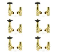 Hot Flow | Jordan Traditional Thermostatic Radiator Valve (Angled TRV) (Brass 6 Pack Bundle)