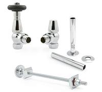 Hot Flow | Jordan Traditional Thermostatic Radiator Valve (Angled TRV) (Chrome with Wall Stay and Sleeve)