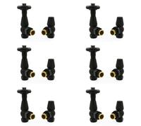 Hot Flow | Jordan Traditional Thermostatic Radiator Valve (Angled TRV) (Textured Black 6 Pack Bundle)