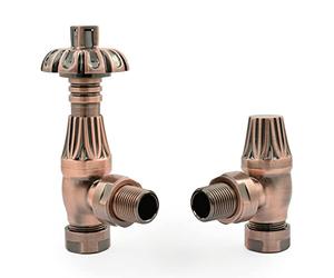 Hot Flow | Lincoln Traditional Thermostatic Radiator Valve - Angled TRV (Antique Copper)