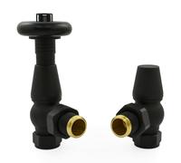 Hot Flow Textured Black Jordan Angled TRV Thermostatic Radiator Valve (Pair) Includes Angled TRV Body & One Lock Shield for Quick & Easy Temperature Control.