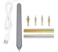 Hot Foil Pen Kit, USB Heat Foil Pen with 4 Interchangeable Tips, Includes Gold Silver Rolls for Scrapbooking, DIY Card Making, Embossing Crafts