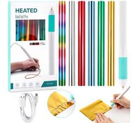 Hot Foil Roll & Hot Heated Foil Pens Set, Foil Quill Tool Freestyle Starter Kit, Includes 1 USB Heat Foil Pen and 6 PCS 5.9inch x 4.26feet Glimmer Foil Rolls for Card Making Craft Projects 0.8mm Tips