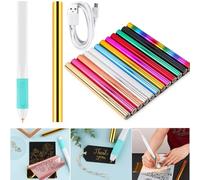 Hot Foil Roll & Hot Heated Foil Pens Set, Foil Quill Tool Freestyle Starter Kit, Includes 1 USB Heat Foil Pen and 13 PCS 5.9inch x 4.26feet Glimmer Foil Rolls for Card Making Craft Stamping Projects