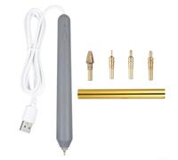 Hot Foil Stamping Pen Set ABS Metal Grey | 4 interchangeable nibs, USB powered, fast heat up, works on paper wood plastic, grey ABS metal body