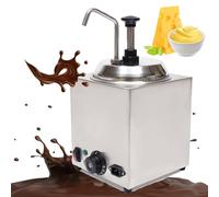 Hot Fudge Warmer, Cheese Pump Dispenser, Stainless Steel Sauce Dispenser, 800W Adjustable Temperature, Ideal for Restaurants and Snack Stations, 2.5L Capacity