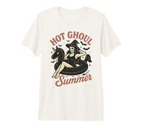 Hot Ghoul Summer Spooky Skeleton Witch Halloween Beach Girl Premium T-Shirt