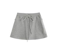 Hot Girl Drawstring Casual Sports Skirt Women's Summer Ins High Belt Bottoms Slimming A-Line Skirt-Gray-M
