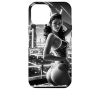 Hot Girl on T-shirt for Men - Retrofuturism Pinup Girl #1 BW Case for iPhone 12 Pro Max