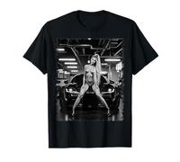 Hot Girl on T-Shirt for Men - Sexy Blonde Bombshell & Car BW T-Shirt