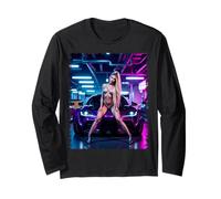 Hot Girl on T-Shirt for Men - Sexy Blonde Bombshell & Car Long Sleeve T-Shirt