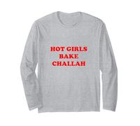 Hot Girls Bake Challah Baking Jewish Shabbat Candles Shalom Long Sleeve T-Shirt