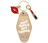 Hot Girls Hit Curbs Keychain - Cool Girly Girl Stuff for Women Girls, Motel Car Keychains Birthday Gifts for Sister Friends, Beige Hot Girls Hit Curbs, Hot Girls Hit Curbs Keychain