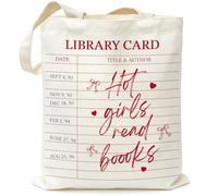 Hot girls read books canvas tote bag, Library Card Style canvas tote bag, This library card canvases handbag is the Best gift for book lovers, bookish, readers, librarians, and book enthusiasts-5