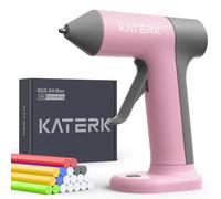 Hot Glue Gun Cordless - KATERK Glue Gun with 20 Color Glue Sticks - 30s Preheat 2500mAh Mini Glue Gun for Crafting, Arts DIY, Home Repairing, School - Auto Shut-Off, Anti-drip Nozzle, Type-C - Pink