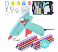 Hot Glue Gun Kit,Mini Glue Gun with Carrying Case,30 Pcs Colorful Glue Sticks,Precision Nozzle,Fast Preheating Hot Melt Glue Gun for School Crafts DIY Arts Gift Blue,20W