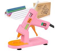Hot Glue Gun Kit, MONVICT 40W Mini Glue Gun with Fine Tip & 30 Glue Sticks, Hot Glue Guns with Suction Cups Stand & Anti Stick Silicone Mat, On/Off Switch Design for DIY, Crafts, Home School Project