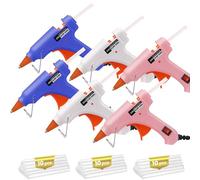 Hot Glue Gun Set with 30 Glue Sticks and Anti-Scalding Nozzles, 6 Pack Fast Preheating Mini Hot Melt Glue Gun Set for DIY Crafts, Class Projects, School, Home Repairs & Creative Projects - Multicolors
