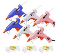 Hot Glue Gun Set with 30 Glue Sticks and Anti-Scalding Nozzles for DIY Crafts, Class Projects, School, Home Repairs & Creative Projects - 6 Pack Multicolors