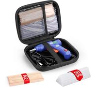 Hot Glue Gun with Glue Sticks,Hot Melt Glue Gun Kit for Crafts with 20 Pcs Glue Sticks and 20 Wood Craft Sticks,Hot Mini Glue Gun with Case for School DIY Arts, Craft, Home Repairs for Kids