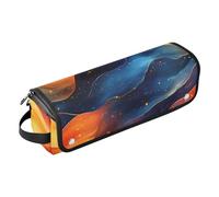 Hot Hair Tools Travel Bag and Heat Resistant Mat with Zipper Waterproof Flat Curling Irong Travel Organizer for Curling Iron Straightener Flat Hair Dryer, Orange Navy Blue Red Wave Fluid Art