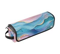 Hot Hair Tools Travel Bag and Heat Resistant Mat with Zipper Waterproof Portable Open Flat Travel Bag for Flat Iron Hot Tools and Haircare Accessories, Hot Pink Turquoise Green Wave Fluid