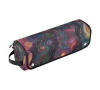 Hot Hair Tools Travel Bag with Heat Resistant Pad Carrying Case Flat Curling Iron Waterproof Organizer for Straigheners, Curling Iron, Hair Dryer, Colorful Abstract Cosmic Dust Planets Space, colorful