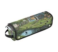 Hot Hair Tools Travel Bag with Heat Resistant Pad Heating Tools Travel Bag Organizer for Straigheners, Curling Iron, Hair Dryer, Idyllic Village Haven Charming House Pond