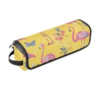 Hot Hair Tools Travel Bag with Heat Resistant Pad Large Capacity Hair Tool Organizer for Hot Tools Curling Iron Flat Irons Hair Volumizer Styler, Sweet Flamingo Yellow