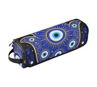Hot Hair Tools Travel Bag with Iron Mat Evil Eye Hand Pattern Blue Yellow on Black Plus_00001_00002 (2) Large Capacity Hair Straighteners Organizer for Flat Irons, Straighteners, Curling