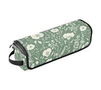 Hot Hair Tools Travel Bag with Iron Mat Waterproof Hair Tools Travel Organizer for Hot Tools Curling Iron Flat Irons Hair Volumizer Styler, Autumn Flowers Carnation Peonies Sage Green