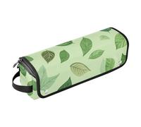 Hot Hair Tools Travel Bag with Iron Mat Waterproof Portable Open Flat Travel Bag for Curling Iron Straightener Flat Hair Dryer-Leaf Language on Green Paper