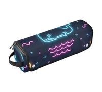 Hot Hair Tools Travel Bag with Removable Heat Resistant Mat Double-Layer Travel Carrying Case for Curling Iron Straightener Flat Hair Dryer, Summer Neon Whale Wave Black