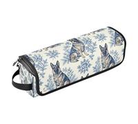 Hot Hair Tools Travel Bag with Removable Heat Resistant Mat Double-Layer Travel Carrying Case for Flat Iron Hot Tools and Haircare Accessories,German Shepherd Blue Women Essentials Storage