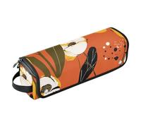 Hot Hair Tools Travel Bag with Removable Heat Resistant Mat Double-Layer Travel Carrying Case for Flat Iron Hot Tools and Haircare Accessories, Abstract Art Illustrations Flowers Orange